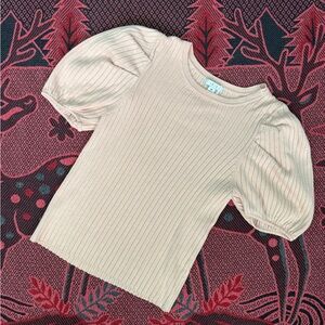 iris Ribbed Crewneck Top - Beige